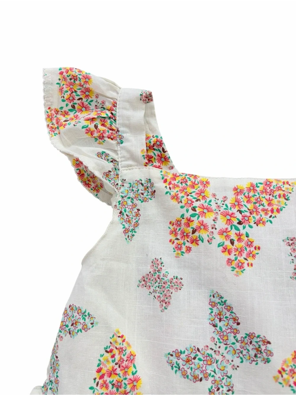 Haute Hippie White Butterfly Floral Ruffle Dress